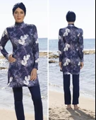 ESTİVA 23907 Lacivert Dijital Desenli Tam Boy Lycralı Tesettür Mayo thumbnail 2