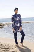 ESTİVA 23907 Lacivert Dijital Desenli Tam Boy Lycralı Tesettür Mayo thumbnail 6