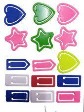 Plastik Ataş Orta Boy 4 cm 15 li 1 Paket Plastik Ataç Kalp Yıldız Dikdörtgen Şekilli Ataç 1 Paket - 1