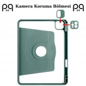Peeq Apple iPad Air 10.9 2020 (4.Nesil) Kılıf  Termik Kalem Bölmeli Dönebilen Standlı Kılıf - 9