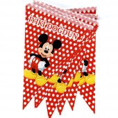 Puantiyeli Mickey Mouse Temalı Üçgen Flama Bayrak Süs - 1
