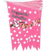 Hoşgeldin Bebeğim Temalı Üçgen Flama Bayrak Süs - Pembe - 2