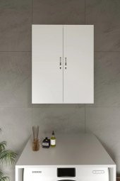 AZZURİ HOME Çamaşır Makinesi Üstü Dolap Banyo Asma Havlu Dolabı Deterjan Dolabı - 1