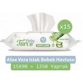 Baby Turco Softcare Aloe Vera Islak Bebek Havlusu 15'li Paket - 1