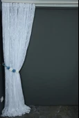 MERMER MODEL KIRIK BEYAZ RENK TEK KANAT Hazır dikilmiş Pileli Fon Perde 300*260 cm thumbnail 5