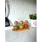 Ahşap Top Kapaklı Cam Kavanoz  ( 3 lü Set ) - 4