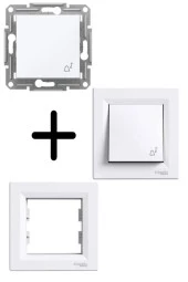 Schneider Asfora Beyaz Zil İşaretli Liht Anahtar - Çerçeveli thumbnail 1