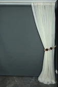 BRS RAŞEL MODEL KREM RENK TEK KANAT Hazır dikilmiş Pileli Fon Perde 300*260 cm thumbnail 6