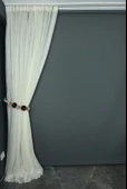 BRS RAŞEL MODEL KREM RENK TEK KANAT Hazır dikilmiş Pileli Fon Perde 300*260 cm thumbnail 5