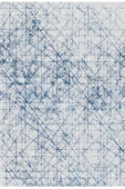 Modern Çizgi Desenli Pamuk Taban Dijital Baskılı Yıkanabilir Halı  MAVİ 140X200 - 1