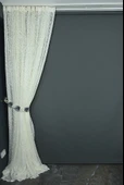 ÇALI MODEL KREM RENK TEK KANAT Hazır dikilmiş Pileli Fon Perde 300*260 cm thumbnail 6