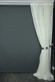 ÇALI MODEL KREM RENK TEK KANAT Hazır dikilmiş Pileli Fon Perde 300*260 cm thumbnail 7