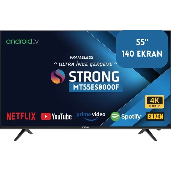 Strong MT55ES8000F 4K Ultra HD 55" 140 Ekran Uydu Alıcılı Android Smart LED TV - 1