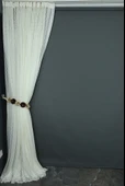 KOZA MODEL KREM RENK TEK KANAT Hazır dikilmiş Pileli Fon Perde 300*260 cm thumbnail 5