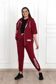 Kadın Kısa Kollu Kapüşonlu Büyük Beden Eşofman Takımı 3705-23 - 10