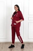 Kadın Kısa Kollu Kapüşonlu Büyük Beden Eşofman Takımı 3705-23 - 9