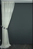 NAKIŞ 1 MODEL KREM KREM RENK TEK KANAT Hazır dikilmiş Pileli Fon Perde 300*260 cm thumbnail 9