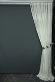 NAKIŞ 1 MODEL KREM KREM RENK TEK KANAT Hazır dikilmiş Pileli Fon Perde 300*260 cm thumbnail 10