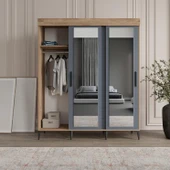 Afilli İzmir Sürgülü Aynalı Ve Kapaklı GarDolap Flora Antrasit thumbnail 4