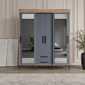 Afilli İzmir Sürgülü Aynalı Ve Kapaklı GarDolap Flora Antrasit thumbnail 3