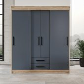 Afilli İzmir Çocuk Odası Takımı Tamamı Mdf Antrasit Ve Flora - 3