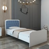 Afilli Mavi Kapitoneli 90x190 Tek Kişilik Karyola Mavi Beyaz - 3