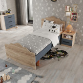 Afilli İzmir Tek Kişilik Karyola Tamamı Mdf 90X190 Flora Antrasit - 2