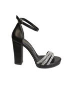 YAZKIŞ Kadın Siyah Beyaz Krem Taşlı 3 Bantlı 11cm Kalın Platform Topuklu Düğün Nişan Abiye Ayakkabı thumbnail 4