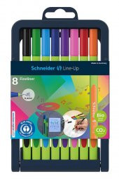 Line-up 0.4 mm İnce Uçlu Keçeli Kalem 8 Renk 1 Paket Line Up 8 li Fineliner Keçe Uçlu Kalem Seti Standlı - 1