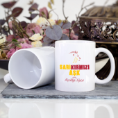 Kişiye Özel Sarı Kırmızı Aşk Taraftar Kupa Bardak - 2