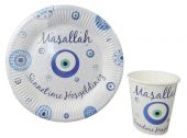 TABAK KARTON MAŞALLAH SÜNNETİME HOŞGELDİNİZ 23 CM 8 ADET - 2