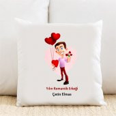 Yılın Romantik Erkeği Kişiye Özel Yastık Kılıfı Pi24 - 1