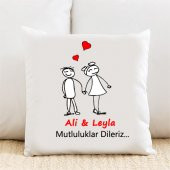 Mutluluklar Dileriz Kişiye Özel Yastık Kılıfı Pi78 - 1