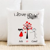 I Love You Kişiye Özel Yastık Kılıfı Pi168 - 1