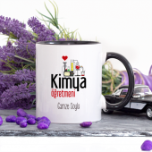 Kişiye Özel Kimya Öğretmeni Kalpli Kupa Bardak - Lacivert - 1