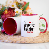 Kişiye Özel Kırmızı Renkli Anestezi Teknikeri Kupa Bardak - 2
