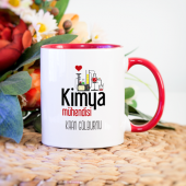 Kişiye Özel Kırmızı Renkli Kimya Mühendisi Kupa Bardak - Model 2 - 1