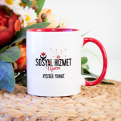 Kişiye Özel Sosyal Hizmet Uzmanı Kupa Bardak - Kırmızı - 1