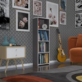 Kenzlife kitaplık süper ga 120*40*19 gri 4 katlı tek bölme ofis mutfak banyo dolabı arkalıksız thumbnail 1