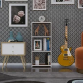 Kenzlife kitaplık süper ga 090*40*19 cvz 3 katlı tek bölme ofis mutfak banyo dolabı arkalıksız thumbnail 2