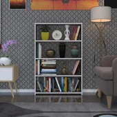 Kenzlife kitaplık süper ga 120*80*19 gri 4 katlı tek bölme ofis mutfak banyo dolabı arkalıksız thumbnail 2