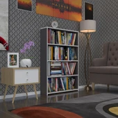 Kenzlife kitaplık süper ga 120*80*19 gri 4 katlı tek bölme ofis mutfak banyo dolabı arkalıksız thumbnail 1