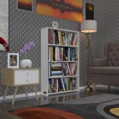 Kenzlife kitaplık süper ga 120*80*19 byz 4 katlı tek bölme ofis mutfak banyo dolabı arkalıksız thumbnail 1