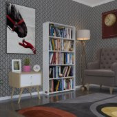 Kenzlife kitaplık süper ga 150*80*19 byz 5 katlı tek bölme çift bölme opsiyonlu ofis mutfak banyo dolabı arkalıksız thumbnail 1