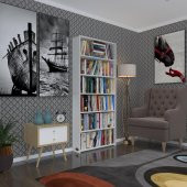 Kenzlife kitaplık süper ga 180*80*19 byz 6 katlı tek bölme çift bölme opsiyonlu ofis mutfak banyo dolabı arkalıksız thumbnail 1