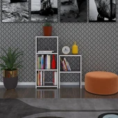 Kenzlife kitaplık süper ga 150*40*19 gri 5 katlı tek bölme çift bölme opsiyonlu ofis mutfak banyo dolabı arkalıksız thumbnail 2