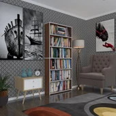 Kenzlife kitaplık süper ga 180*80*19 cvz 6 katlı tek bölme çift bölme opsiyonlu ofis mutfak banyo dolabı arkalıksız thumbnail 1