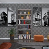 Kenzlife kitaplık süper ga 180*80*19 cvz 6 katlı tek bölme çift bölme opsiyonlu ofis mutfak banyo dolabı arkalıksız thumbnail 3