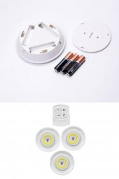3lü Uzaktan Kumandalı Yapışkanlı Kablosuz Led Spot Lambalar - 5