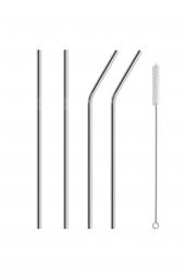 5 Parça Metal Pipet - Paslanmaz Çevre Dostu Metal Pipet Fırça Seti - 1